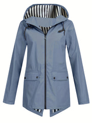 Women's Zipper Hooded Windproof Thin Coat