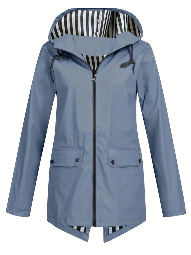 Women's Zipper Hooded Windproof Thin Coat
