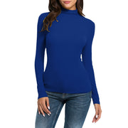 Casual Long-sleeved Turtleneck Solid Color Top Shirt