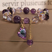 Purple Crystal Heart Bracelet Natural Amethyst