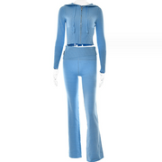 Women Long Sleeve Sweater High Waist Long Pants Set