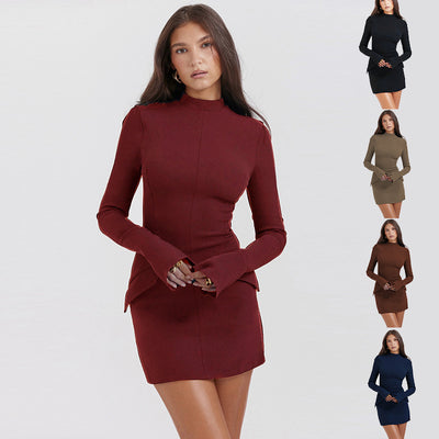 Two Pockets Long Sleeve Dress