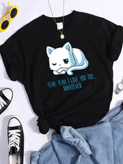 Loose T-shirt Printed Cat