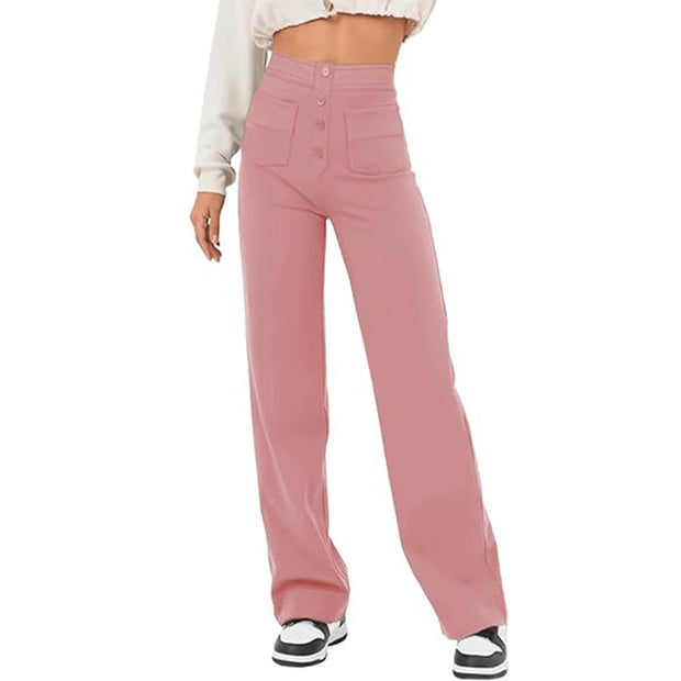 Women's High Waist Loose Straight Trousers