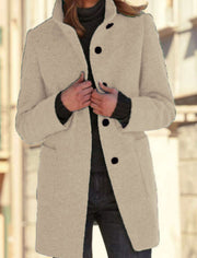 Woolen Winter Colar Coat With Pockets