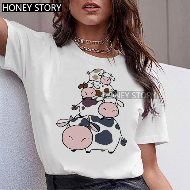 T-shirt Round Neck White Short-sleeve Top